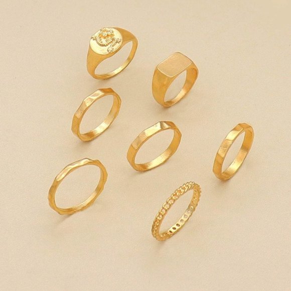 Rings Gold 7pcs Chinese Dragon Design Ring new - Picture 2 of 2